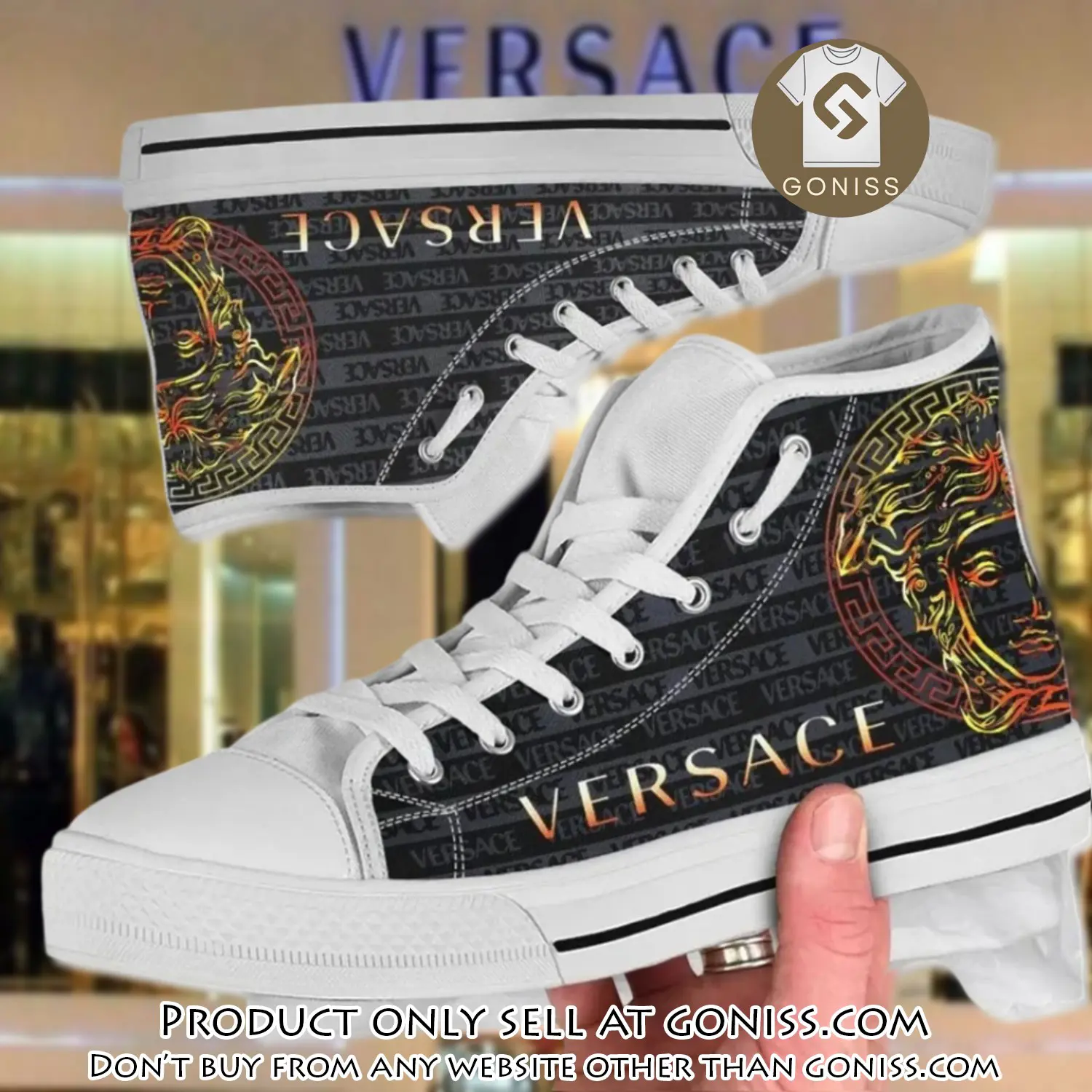 Versace medusa black white high top canvas shoes luxury brand gifts for men women gn5744356